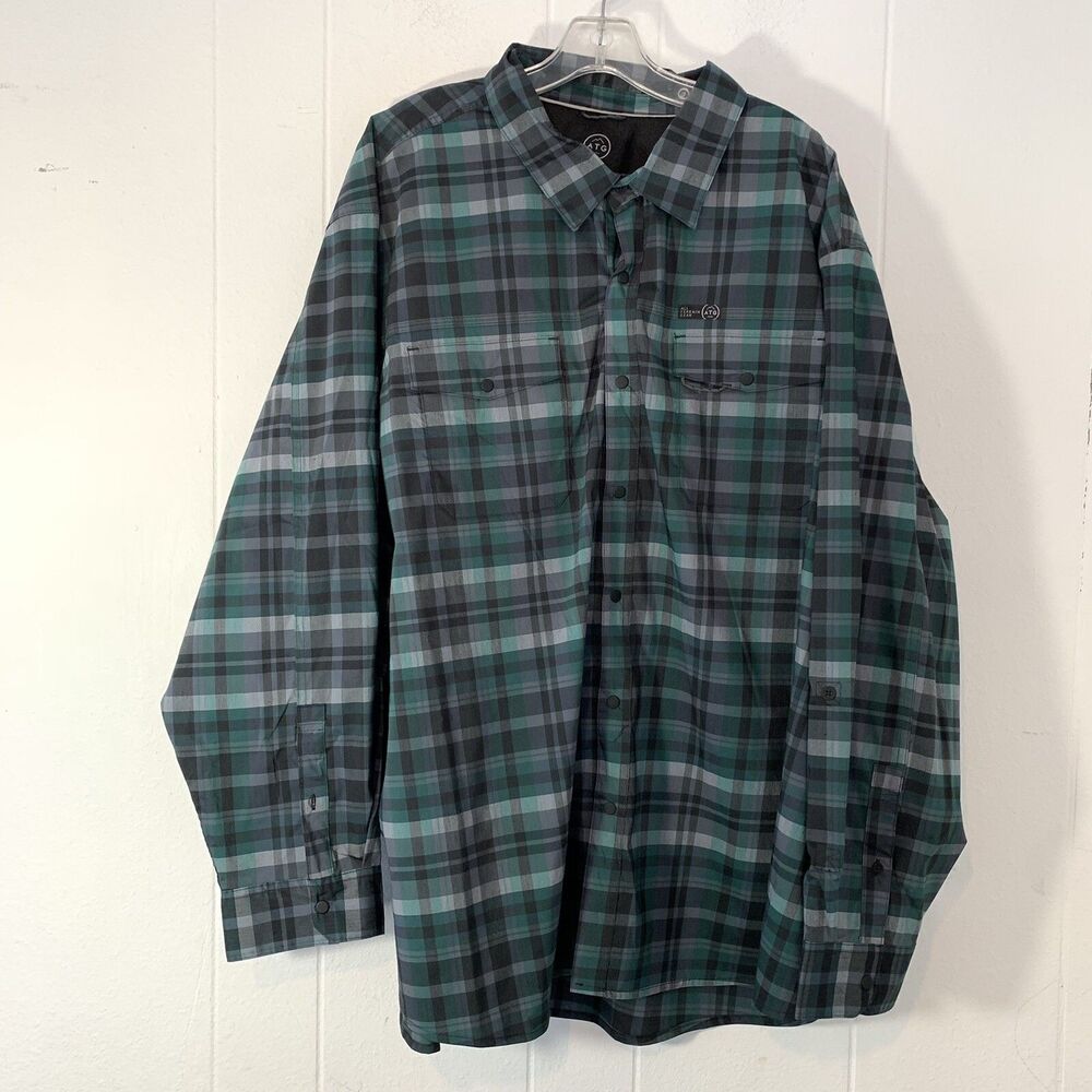Wrangler Mens 4XL‎ Shirt All Terrian Gear Plaid Long Sleeve Athletic Green Snaps